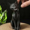 Schwarze Katze Statue für Halloween 3D Gedruckte Figur, Gotischer Stil Böses Schreibtischornament, Fotografie Requisiten Dunkle Fantasie Sitzend Haus Tischplatte