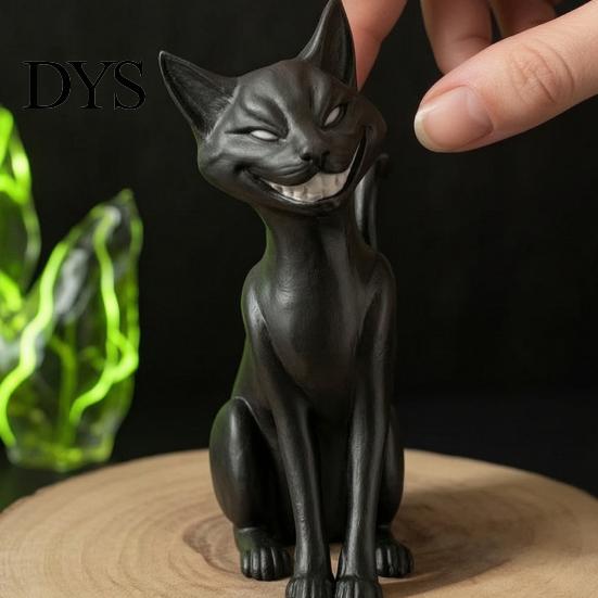 Schwarze Katze Statue für Halloween 3D Gedruckte Figur, Gotischer Stil Böses Schreibtischornament, Fotografie Requisiten Dunkle Fantasie Sitzend Haus Tischplatte