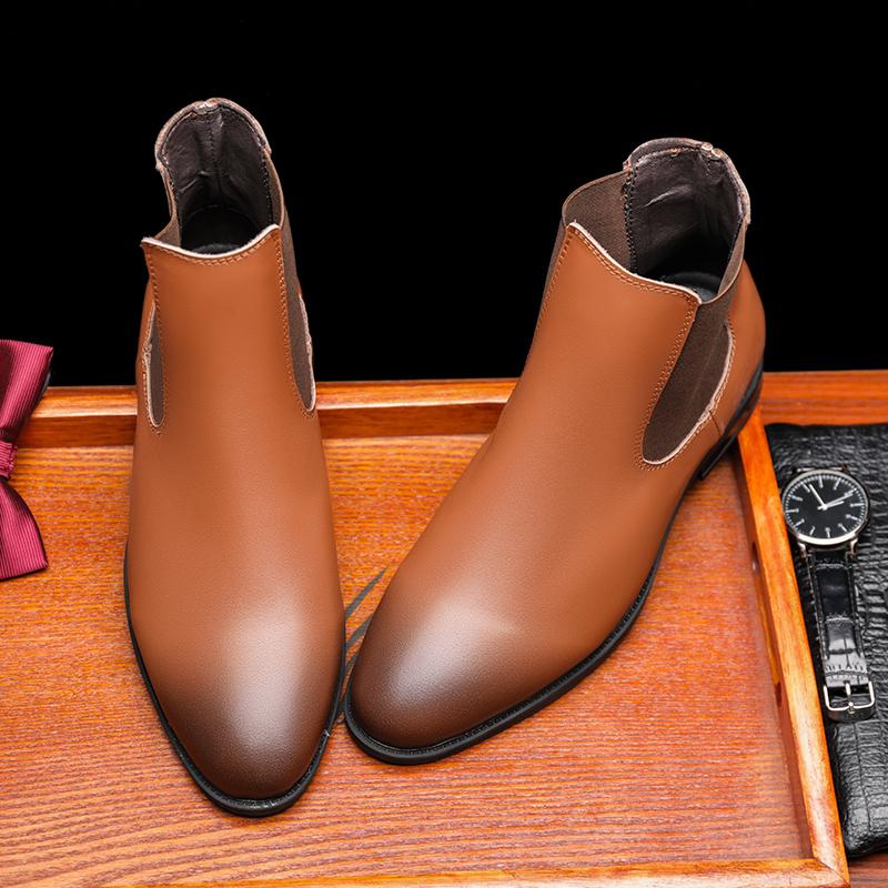 Fashion Official Website Hot Selling Men's Chelsea Boots Pointed British Style Ankle Boots Office Versatile Men's Business Leather Boots
