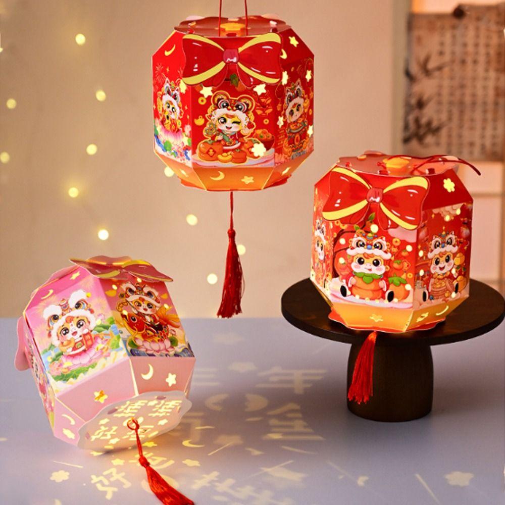 Ancient Chinese New Year Lantern Cartoon Luminous 2026 Horse Year Lantern Paper Craft with Tassel Portable Horse Lantern