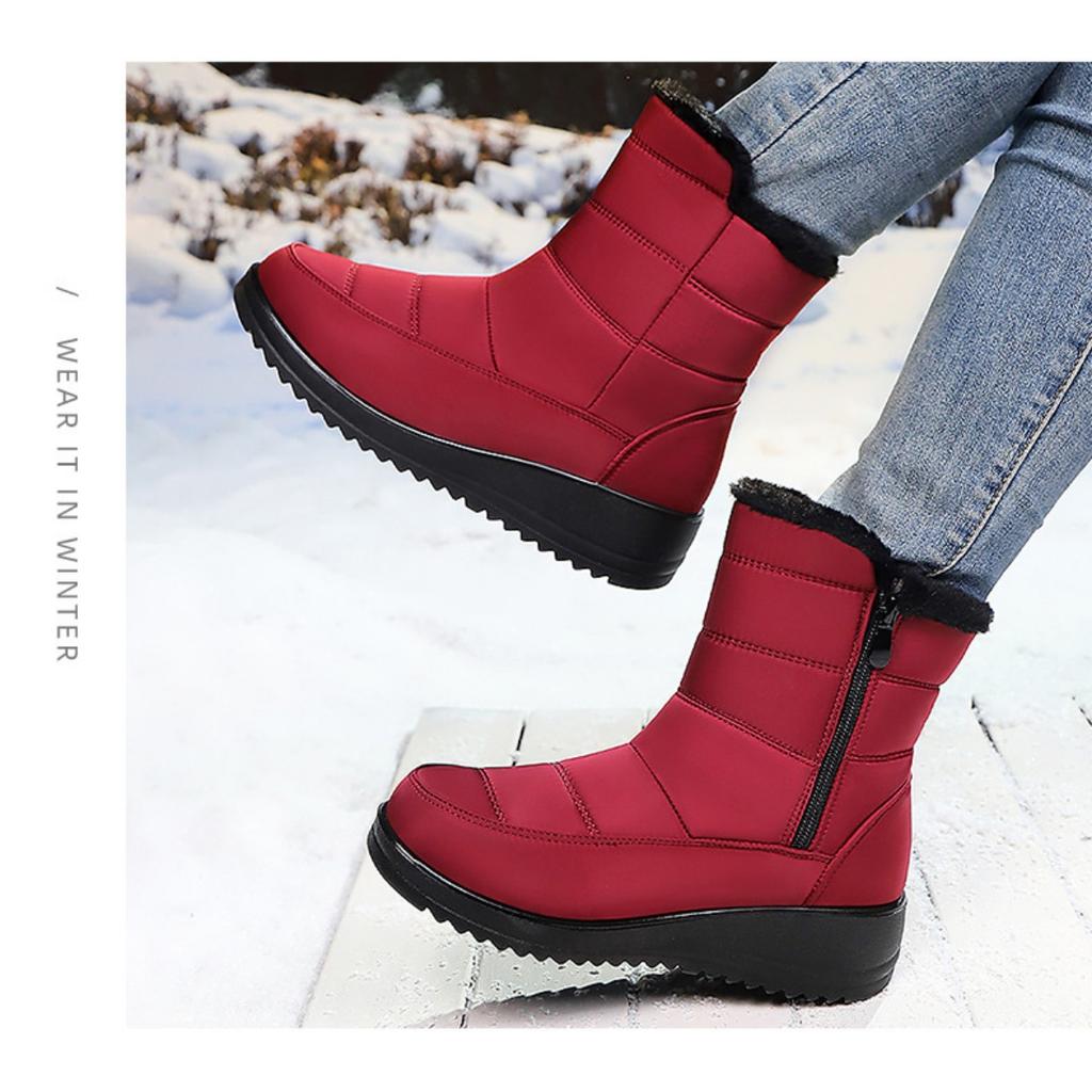 Women's Cotton Shoes Winter New Style with Plush and Thick Snow Boots, Waterproof and Anti Slip, One Foot Cotton Boots