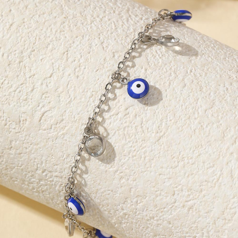 

Браслет на ногу из нержавеющей стали, трендовые товары, эстетичная цепочка с подвеской Глаз дьявола , минималистичный браслет на ногу для женщин, циркон, пляжный отдых