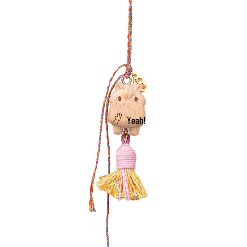 Porte-clés Cheval en Bois de Hêtre: Accessoire Sac Porte-Bonheur Fait Main pour Petite Amie ou Meilleure Amie