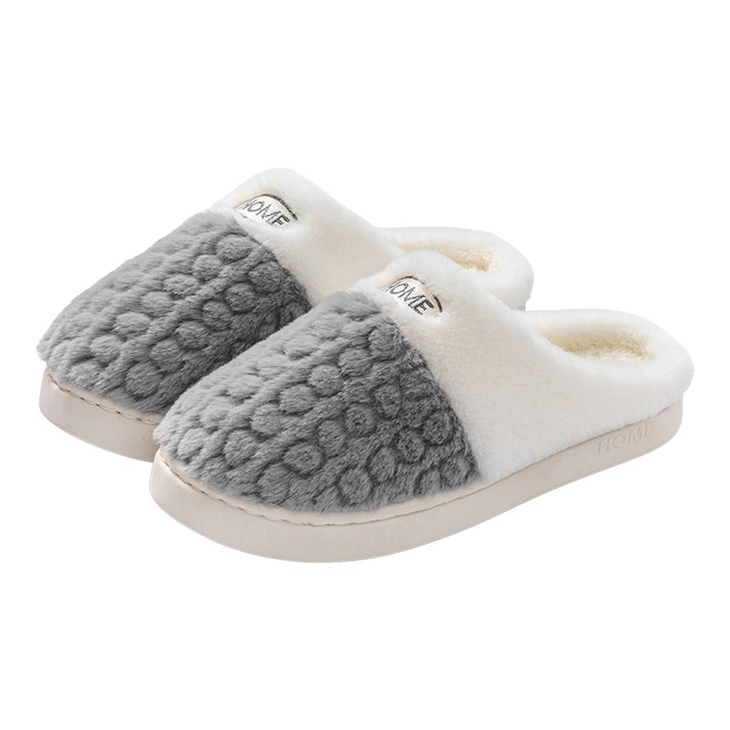 Women's Casual Versatile Plush Slippers Warm Thick Sole Wear Warm Cotton Slippers Womens Slippers with Bow