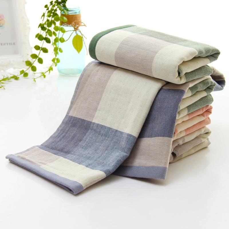 Japanese Minimalist Plaid Gauze Towels, Home Fabric Towels, Couples' Facial Towels, Adult Facial Towels, Bath Towels