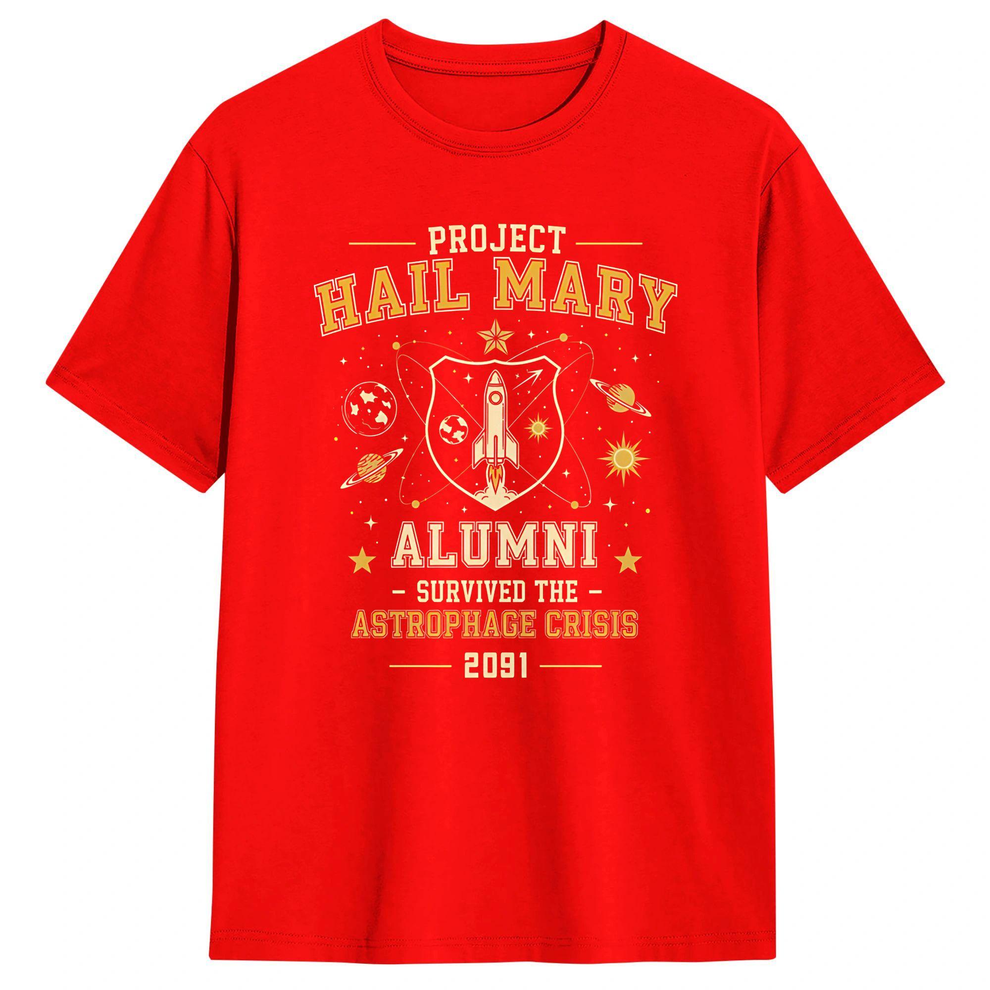 

Survived the Astrophage Crisis Project Hail Mary TShirt for Men Casual O Neck Short Sleeve T Shirts Unique Clothing S