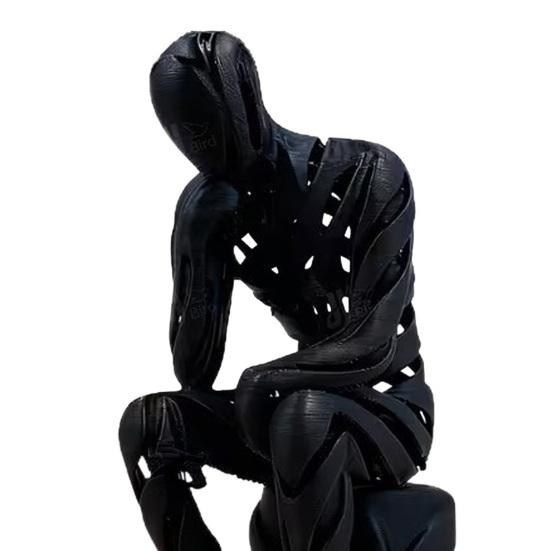 3D Printed Thinker Figurine, Hollow Thinking Man Statue, Abstract Sculpture for Home Office Bookshelf Desktop Decor