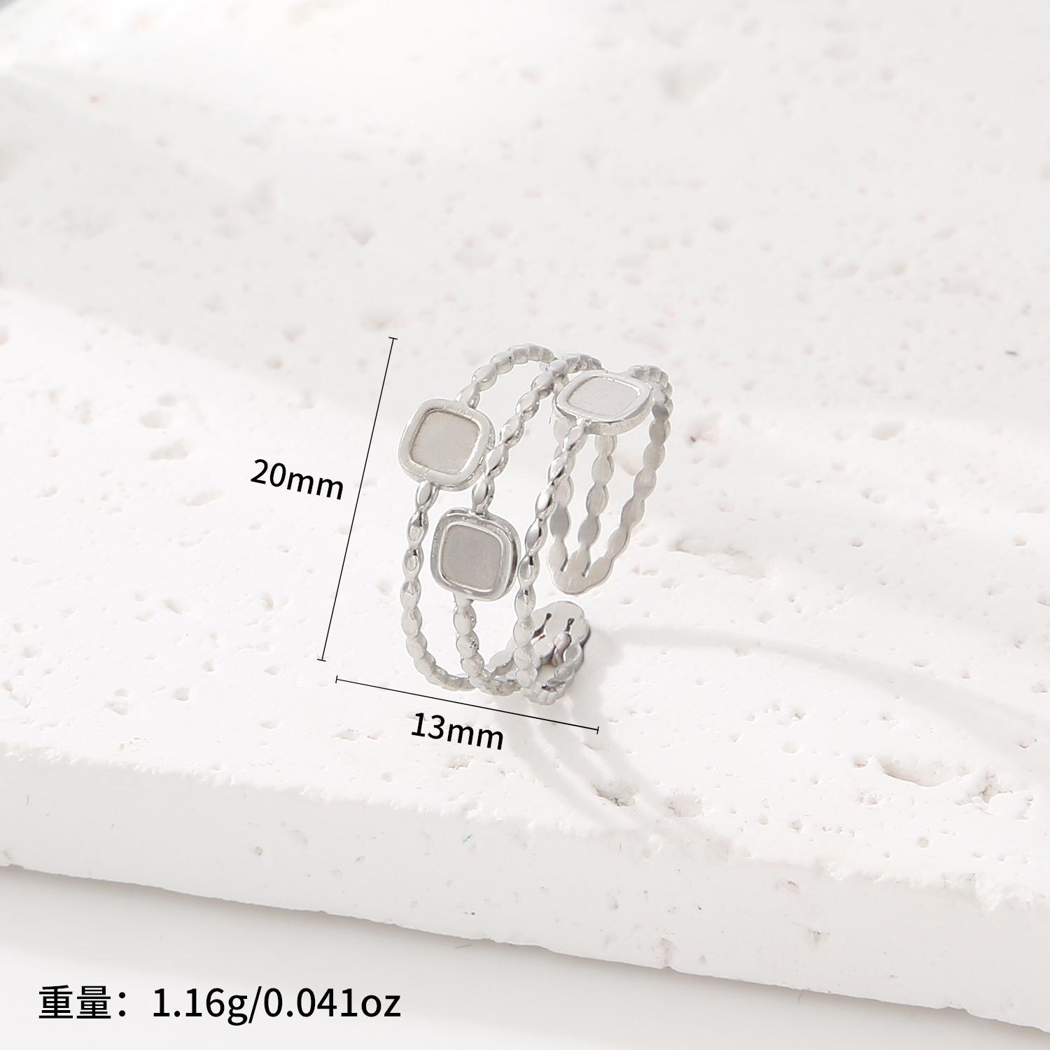 

CARLIDANA Geometric Ins Rings Stainless Steel Silver Color Hollow Chunky Cross Multi-Layer Open Rings for Women Jewelry resizable