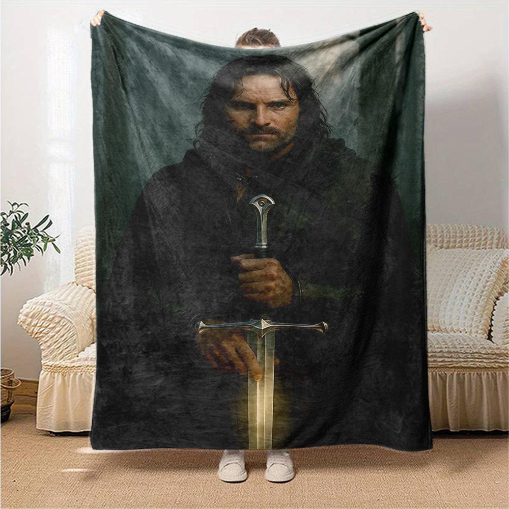 1pc sword knight Flannel Blanket Soft Warm Throw for Home, Office, Travel, All-Season Cozy Bedding GiftL1170