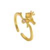 Exquisite Charm Gold Color Inlay Zircon Crown Little Bird Branch Opening Ring for Woman Stainless Steel Cute Animal Jewelry Gift