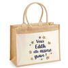 Tote Bag - PLANETEE - Jute with Pocket "Edith She's Awesome!" » - Natural Jute - 43x33 Cm - Printed In France