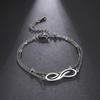 Double Layer Titanium Steel Cross Bead Bracelet With Infinity Symbol Pendant