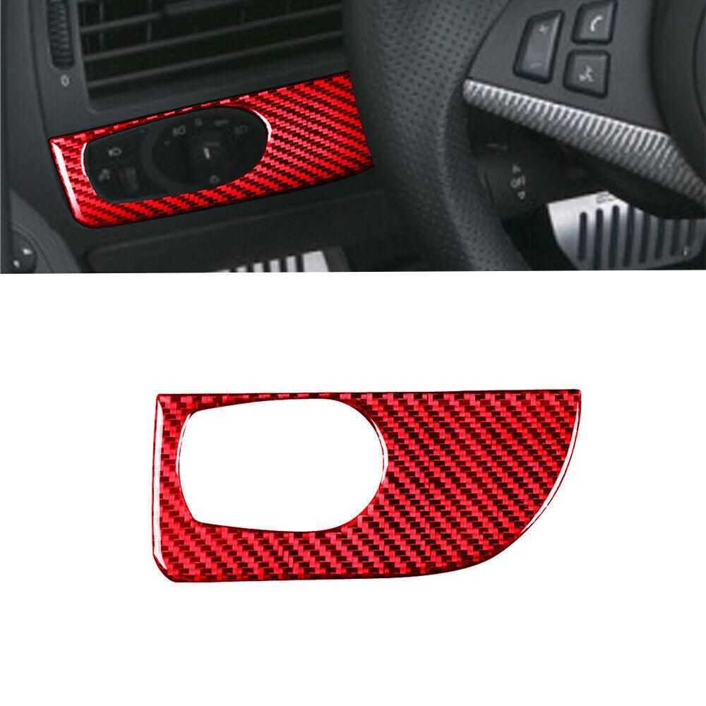 For BMW 6 Series E63 E64 04-10 Red Carbon Fiber Headlight Lift Switch Panel Trim