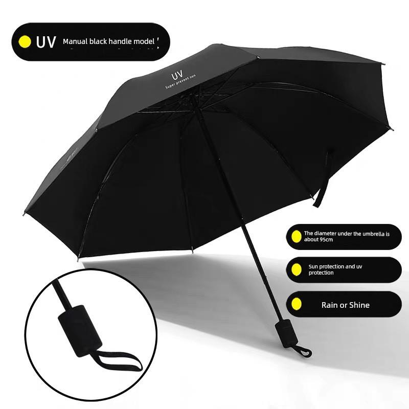 Fully Automatic Umbrella with 12 Ribs, Color-Matched Handle, Business Umbrella for Men, Large Reinforced Black Coating, Sun Protection