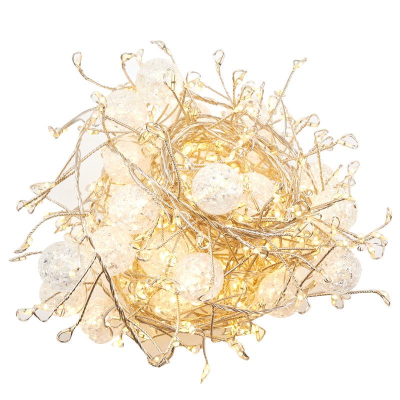 LED Waterproof Crackle Ball String Lights with Remote Control - Decorative Fairy Lights