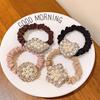 2pc Ice Silk Imitation Pearl Fashion High Ponytail Fashion Crystal Heart-shaped Geometric Hair Rope Rubber Band