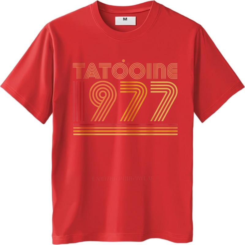 Vintage summer For him t shirt Tatooine 1977 Retro Design Print Short Sleeve Relaxed Fit Round Neck Teeshirt men cotton t shirt