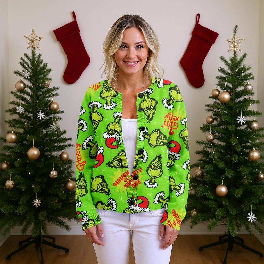 Dámský vánoční svetr Roztomilý zábavný vánoční svetr Podzimní a zimní svetr s dlouhým rukávem Pletený svetr