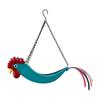 Iron Hanging Flower Pot Colorful Rooster Planter with Wide Planting Container and Chain System for Off-Floor Flower Displays on Patios and Porches