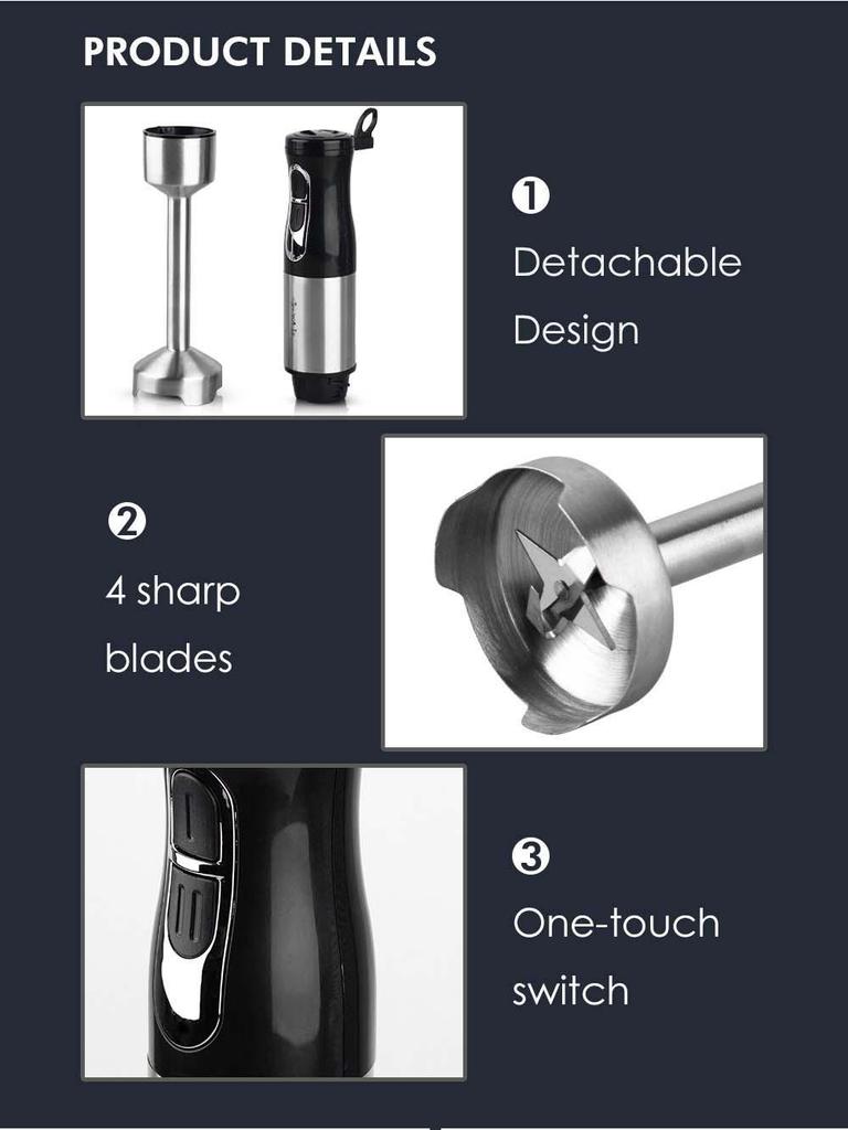 Multifunctional Kitchen Handheld Immersion Blender and Food Processor