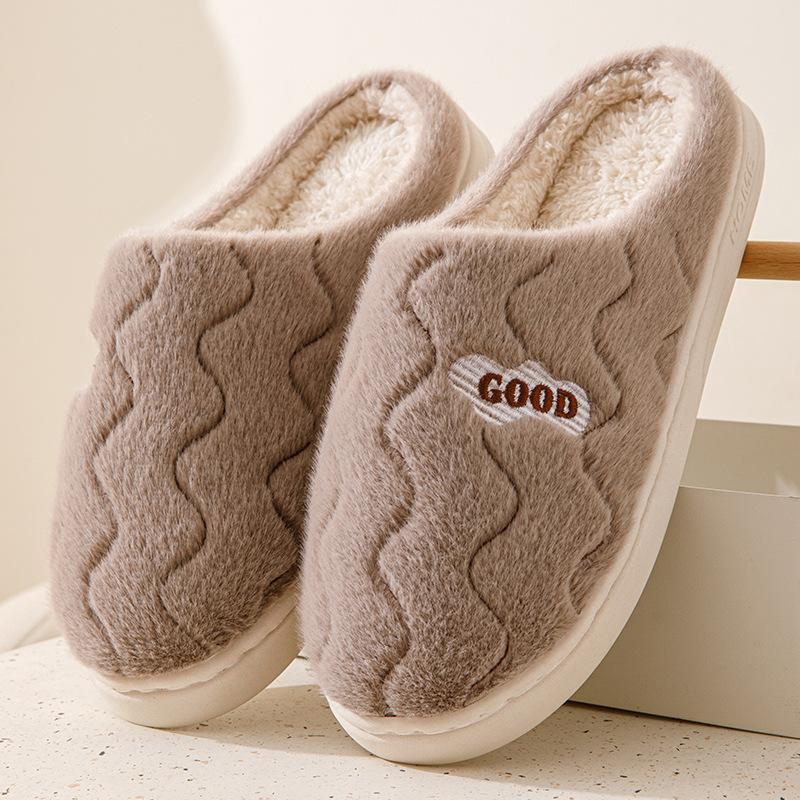 New wavy cotton mop autumn and winter plush slippers indoor home cotton mop warm protection wear-resistant sweat-absorbing breathable