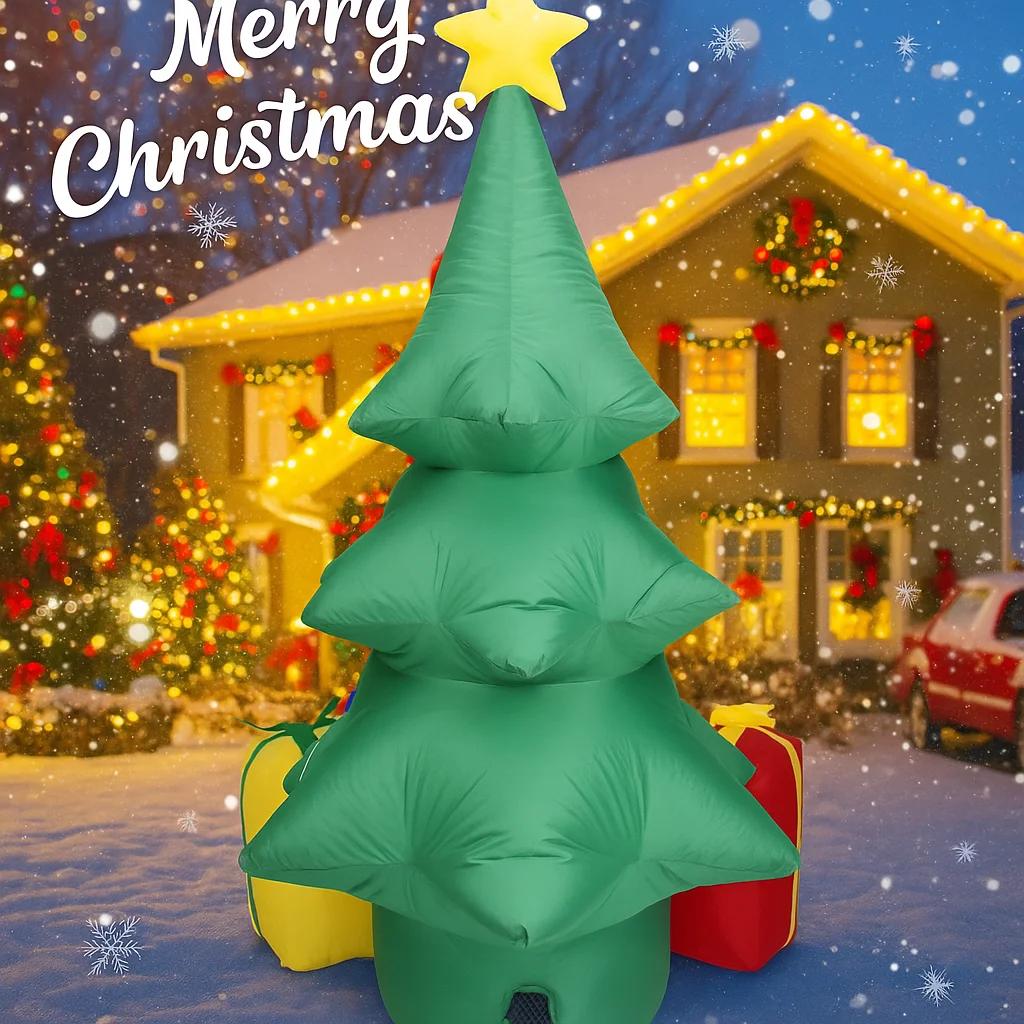 4.92FT Inflatable Toy Christmas Tree Gift Boxe Merry Christmas Festive Gifts Xmas Decorations for Yard Supplies Home Ornaments