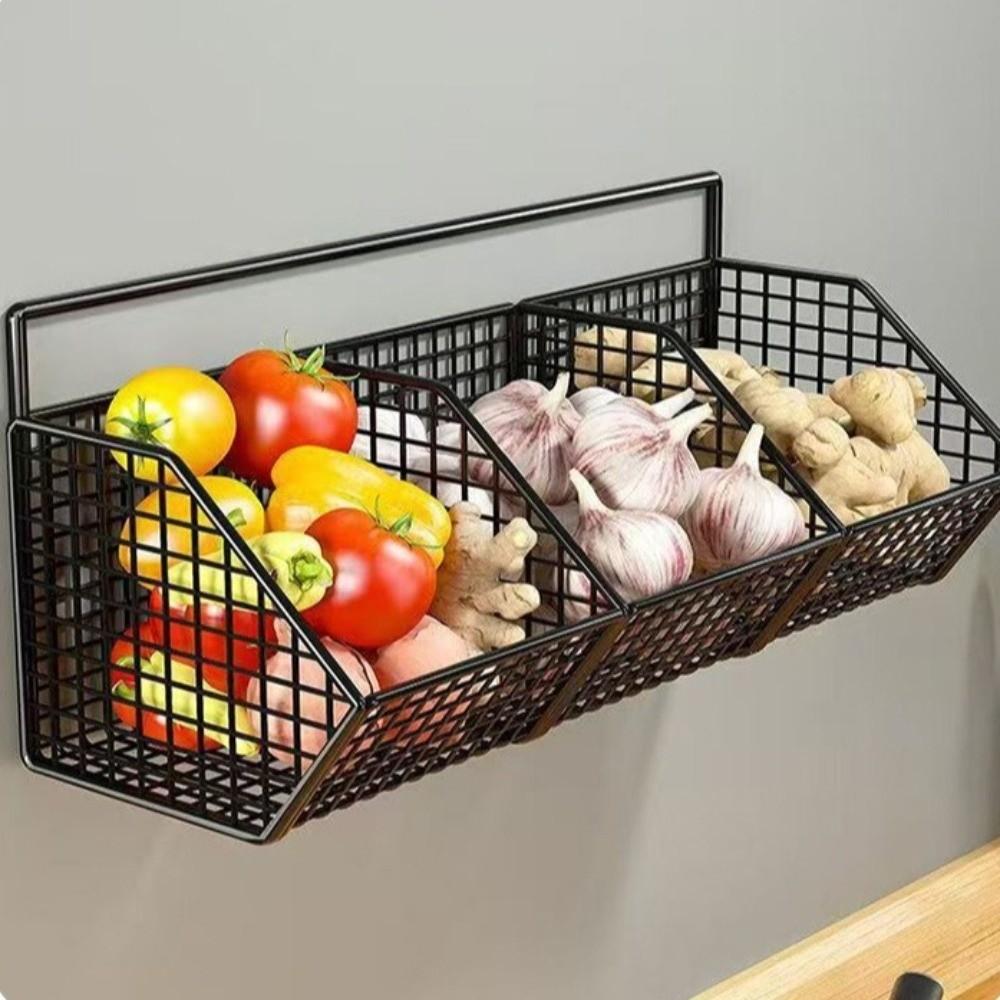 Metal Wire Kitchen Storage Basket Open Front Hanging Storage Basket Vegetable Storage Box Home Use