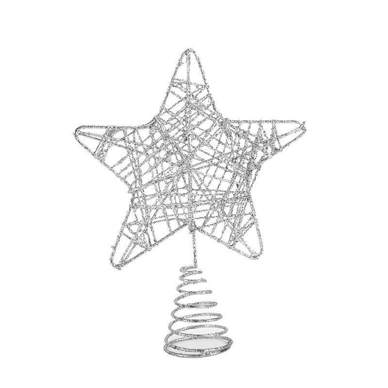 Třpytivá pěticípá hvězda na špičku vánočního stromku - Železná umělecká dekorace