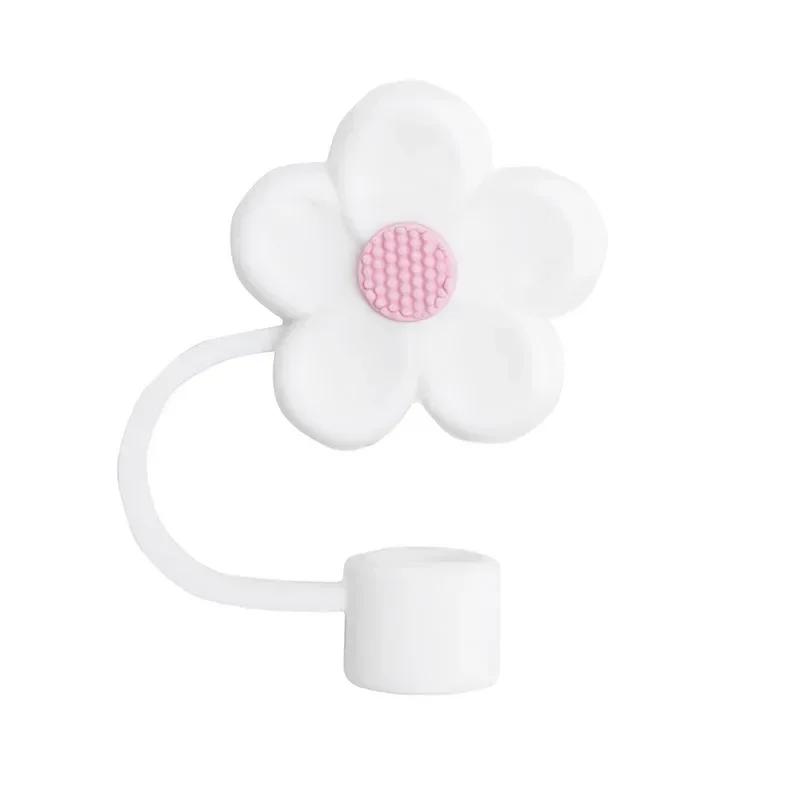 2026 New Flower Silicone Straw Covers for Stanley Cup 40oz 10mm Tumbler Cups Splash Proof Straw Toppers Kawaii