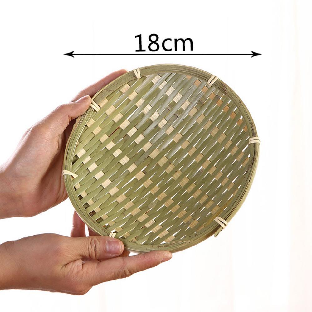 

Creative Natural Bamboo Sieve Weaving Handmade Fruit Bread Basket Household Small Tray Decorative Plate