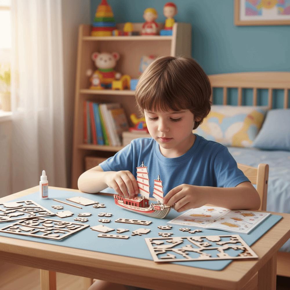 3D Construction Wooden Model Kit Wooden Material Pirate Ship Model DIY Assembled Model  Home Decor