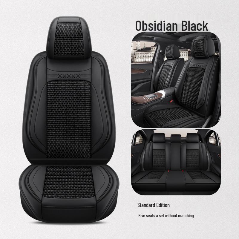 BS38 Ice Silk Leather All-Season Car Seat Cushion - Universal Fit for SUV, Sedan, Pickup, Off-Road Vehicle.