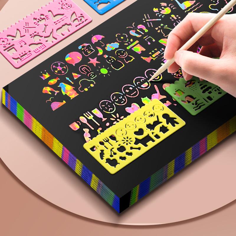 1 sada dětská knížka kutily graffiti Montessori vzdělávací hračky duhová magie škrábací papír pro děti umění škrábání malba hračka