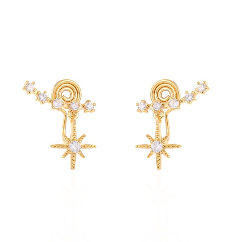 

Golden Star Hexagram Zircon Ear Clip: Elegant Design for Ladies