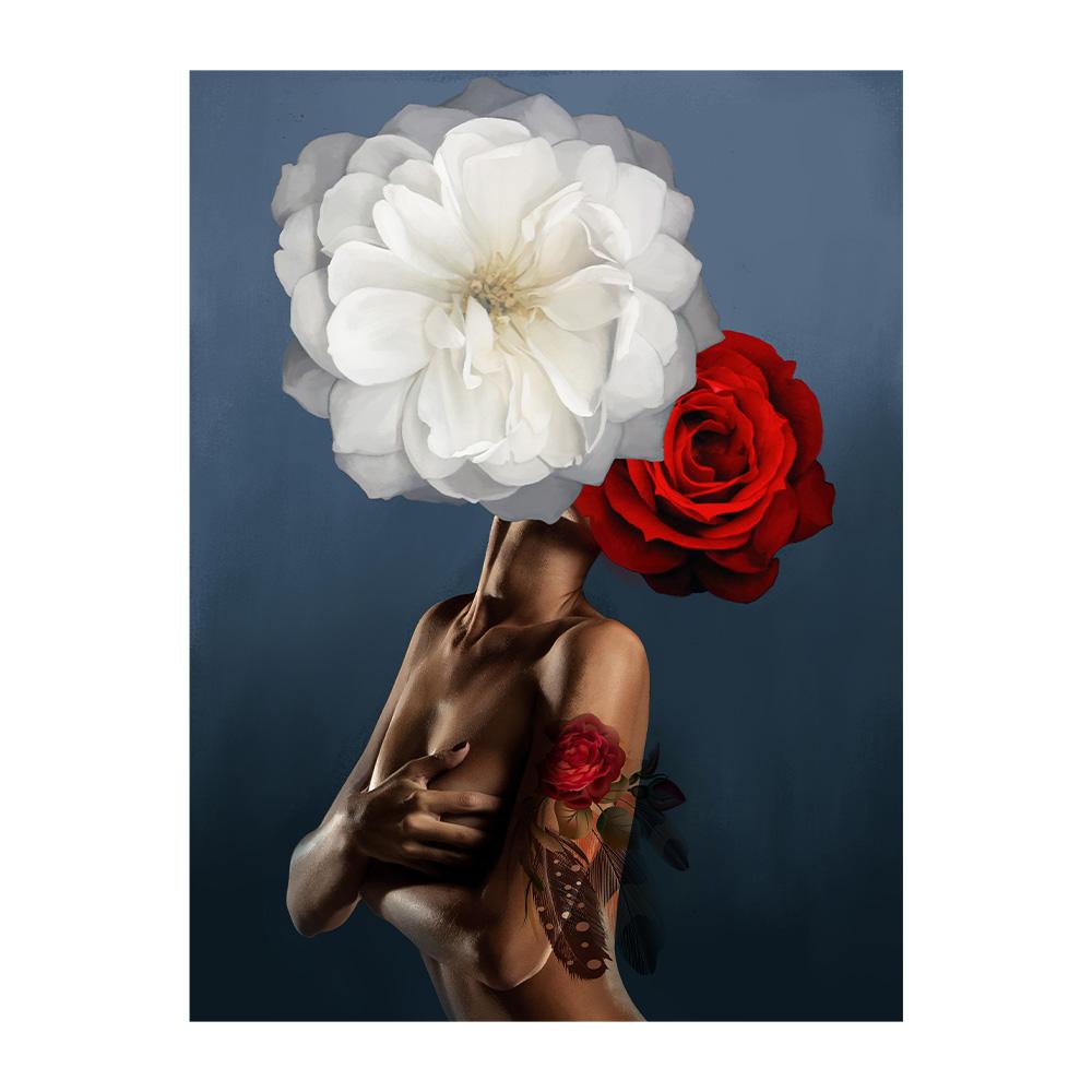 Nordic Flowers Head Woman Canvas Paintings On the Wall Art Posters And Prints Feather Girls Wall Pictures Home Decoration