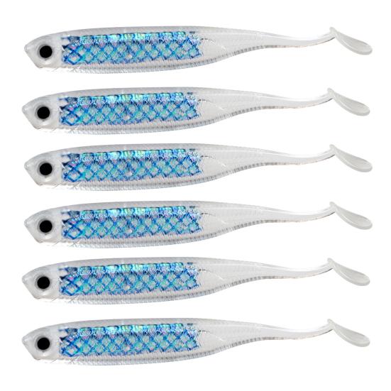 6Pcs Fishing Soft Baits 3D Eyes Realistic Shape Vibrant Color Mini Size Portable Artificial Lures Fishing Spinner Baits