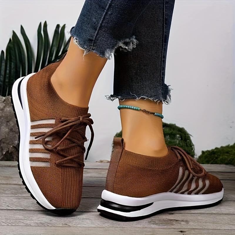 Breathable Thick-soled Sports Single Shoes 2025 Autumn New Large-sized Front Lace-up Comfortable Running Shoes for Women