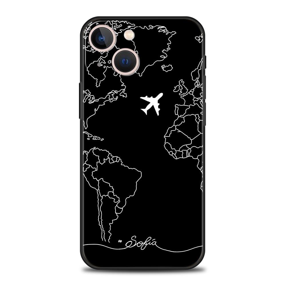 Fashion Planes World Map Travel Luxury Soft Phone Case For iPhone 13 15 14 12 11 Pro MAX XR X SE XS 7 8 Plus Silicone Cover
