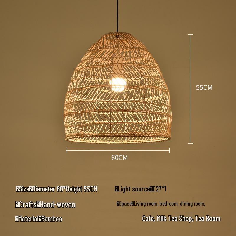 Bamboo Rattan Pendant Lamp: New Chinese & Japanese Style Zen Lighting for Tea Room & Dining, Antique Lantern Design.