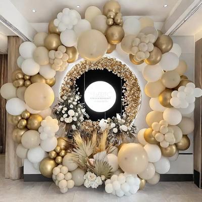 183Pcs Sand White Gold Latex Balloon Set Suitable for Birthday Parties, Weddings, Valentine's Day Party Decoration