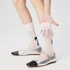 Cute Bowknot Pattern Long Calf Length Socks for Women and Girls Breathable Mesh Ribbed Student Cotton Stockings Hosiery