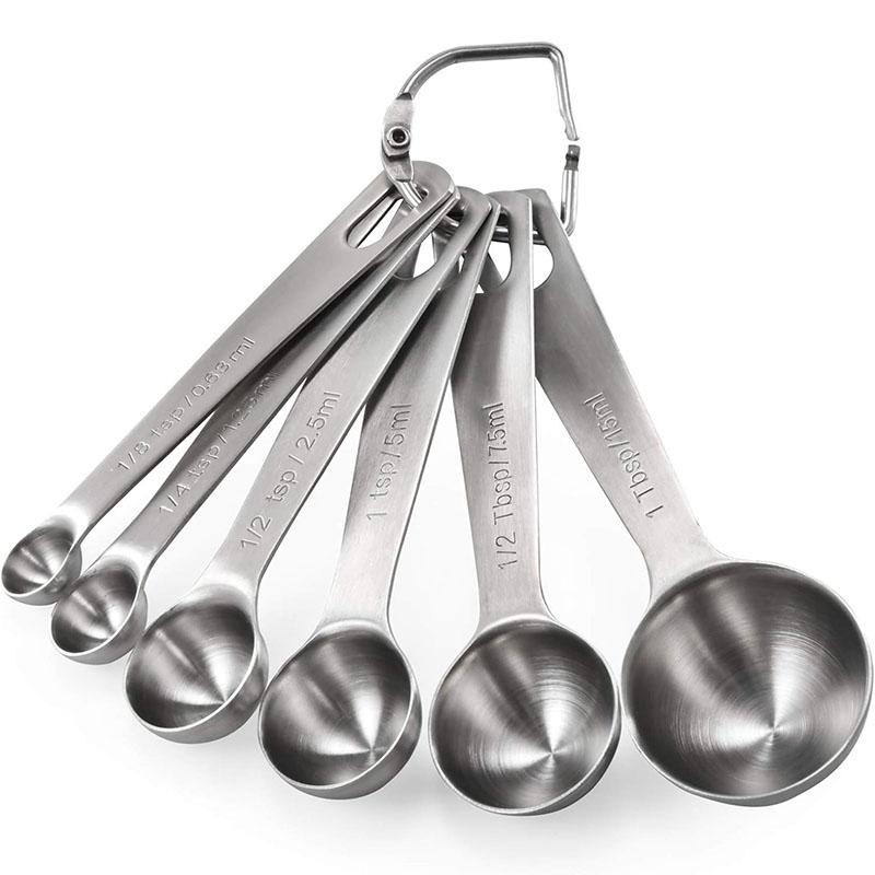 

6Pcs Measuring Spoons Set Stainless Steel Measuring Spoons Cups Set Kitchen Gadgets Tablespoon and Teaspoon For Cooking Baking серебряный