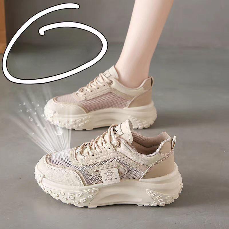 Damesko Nye Allsidige Enkelt Mesh Sneakers Studenter Plattform Pappa Sko Sommer Utspart Maternitetssko