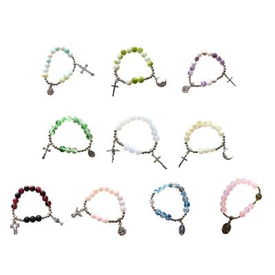 Adjustable Crosses Charm Beads Bracelets Fashionable Religious Jewelry for Men and Women