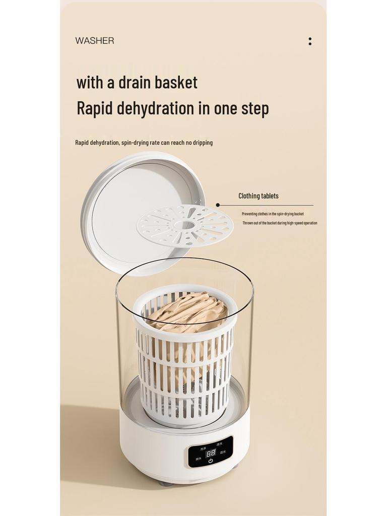 4L Portable Mini Washing Machine: Foldable, Rechargeable, Compact Washer for Underwear, Baby Clothes, Socks, and Dorm Laundry.