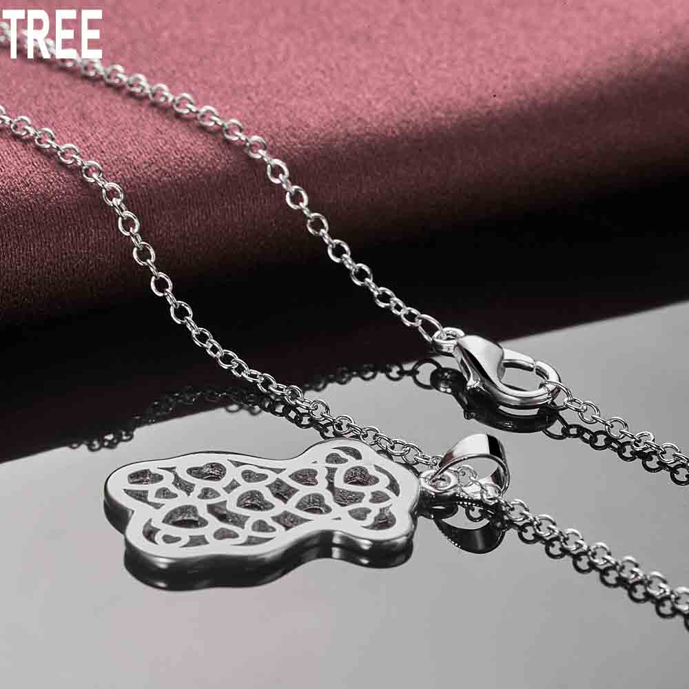 925 Sterling Silver Teddy Bear Pendant Necklace Fashion Charm Wedding Jewelry