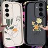 Flower Hard Girl Line Phone Case For Samsung S26 S25 S24 S23 S21 S20 Ultra Funda For Galaxy S25 S24 FE S26 Plus Silicone Cover