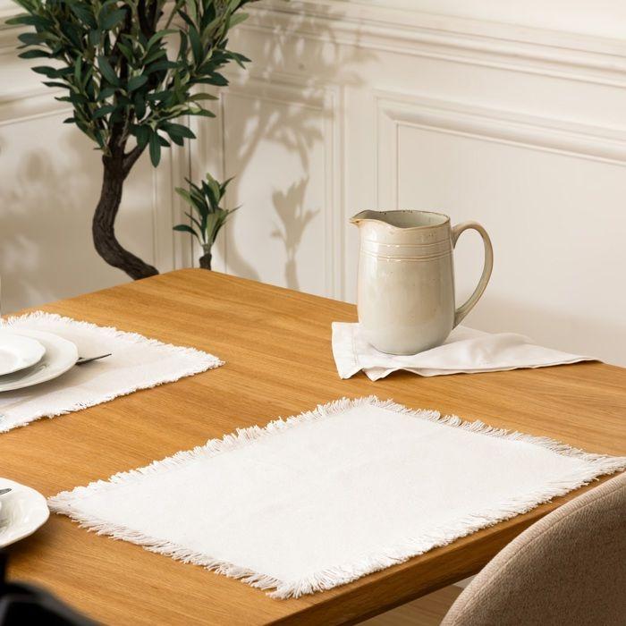 Set de table - Mahas - Blanc - 30 x 45 cm - 100% coton - Lavable à la main
