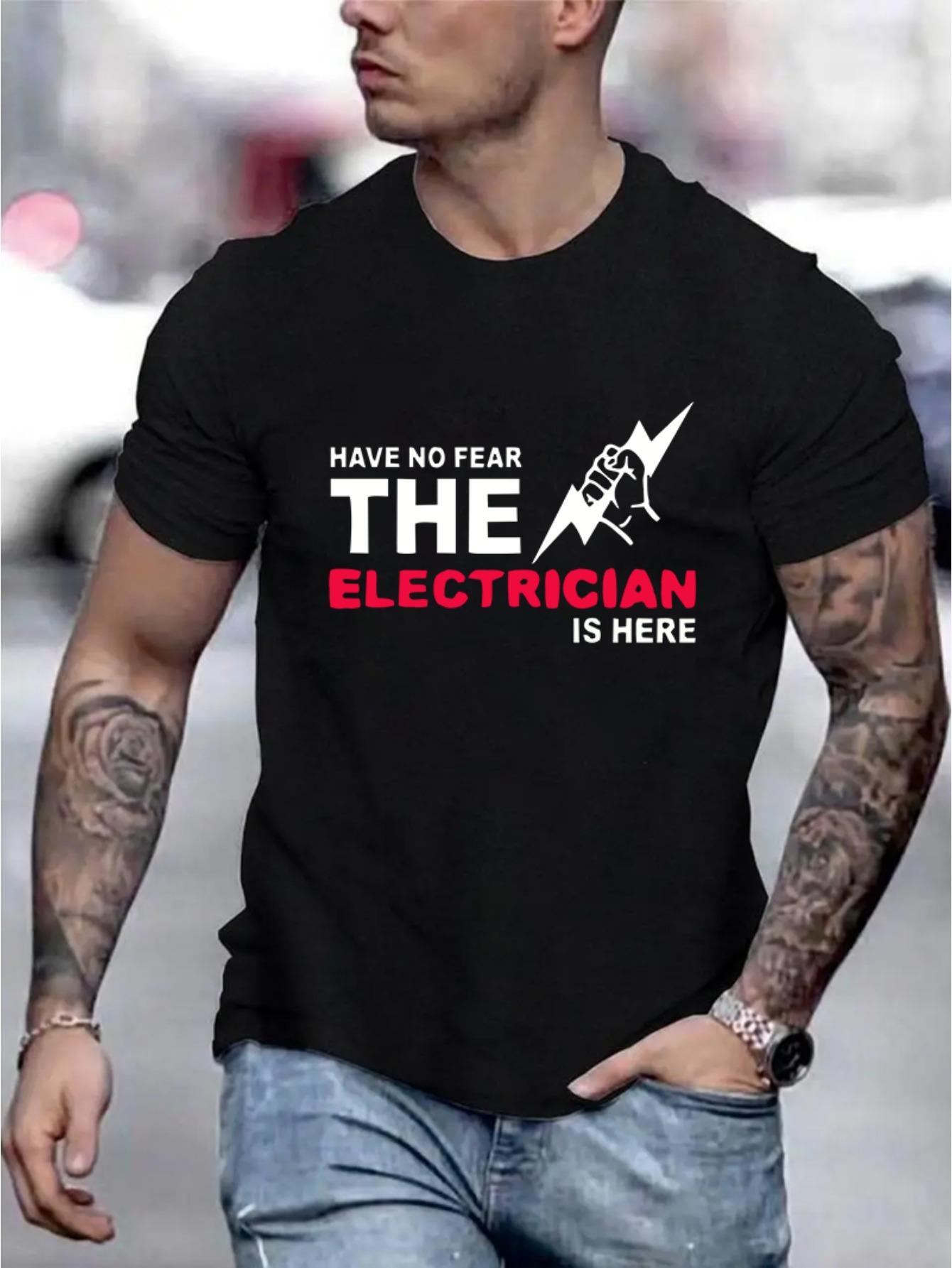 Electricians Show Their Skills and Solve All Problems for You. Cartoon Style Hand in Hand Lightning Pattern Printing XS