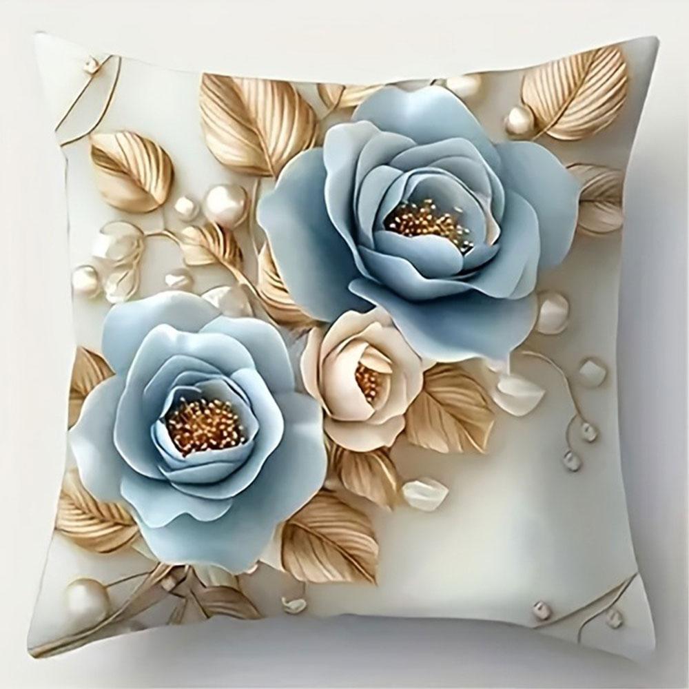 Dreamy Rose and Ribbon Art PillowcaseBedroom Living Room Sofa Home Decor Polyester Cushion Cover with Zipper